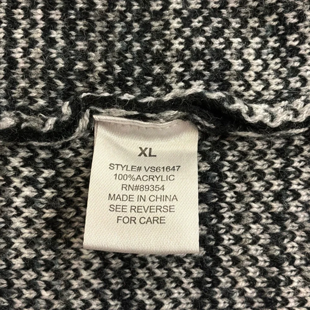 Adrienne Vittadini Cardigan Womens XL Black Gray Excellent Colorblock Knit